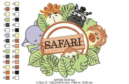 Safari embroidery designs - Animals embroidery design machine embroidery pattern - Zebra embroidery file - monkey elephant giraffe lion pes Marcia Embroidery