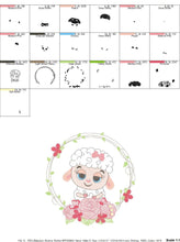 Load image into Gallery viewer, Sheep embroidery design - Lamb embroidery designs machine embroidery pattern - baby girl embroidery file - Laurel roses instant download
