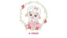 Laden Sie das Bild in den Galerie-Viewer, Sheep embroidery design - Lamb embroidery designs machine embroidery pattern - baby girl embroidery file - Laurel roses instant download
