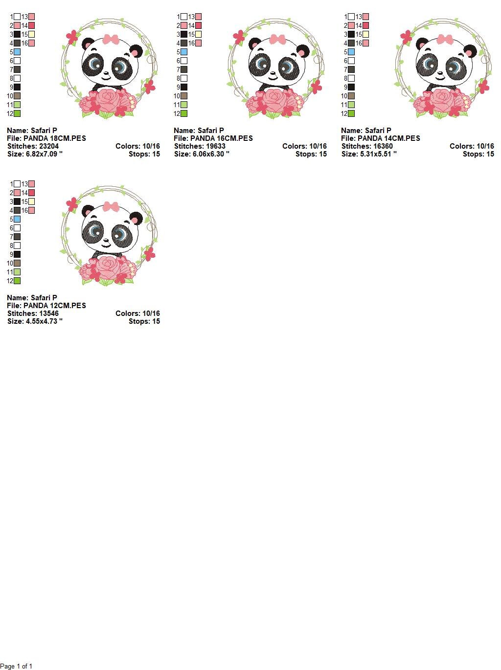 Panda embroidery design - Animal embroidery designs machine embroidery pattern - Baby boy embroidery file - Panda with roses download pes Marcia Embroidery