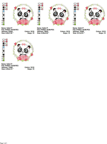 Panda embroidery design - Animal embroidery designs machine embroidery pattern - Baby boy embroidery file - Panda with roses download pes Marcia Embroidery