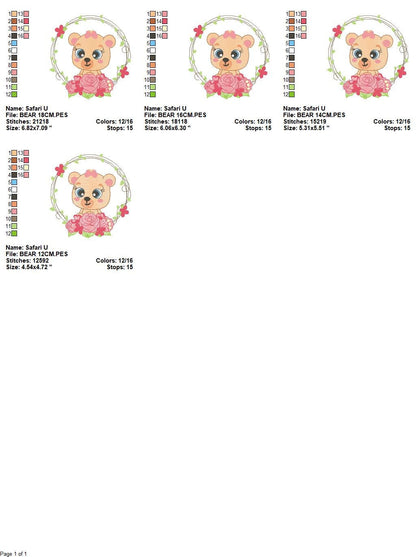 Teddy Bear embroidery designs - Baby girl embroidery design machine embroidery pattern - Bear with flowers embroidery file - digital file Marcia Embroidery