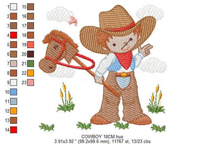 Cowboy embroidery design - Baby boy embroidery designs machine embroidery pattern - Kid embroidery file Cowboy with Horse instant download