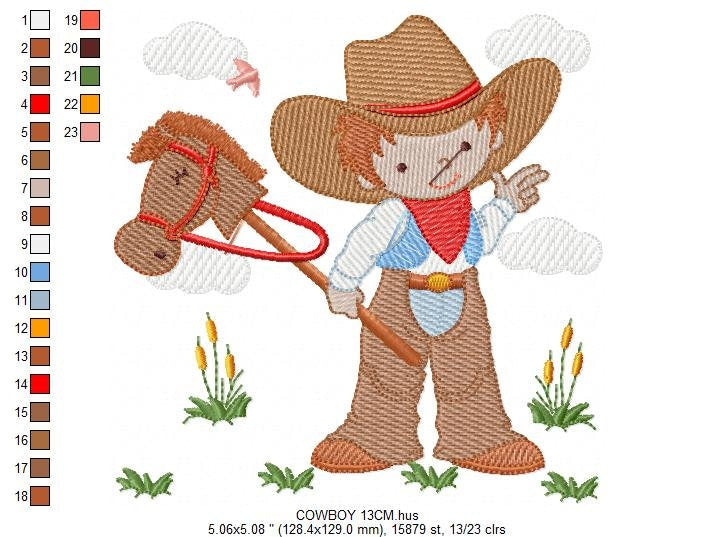 Cowboy embroidery design - Baby boy embroidery designs machine embroidery pattern - Kid embroidery file Cowboy with Horse instant download
