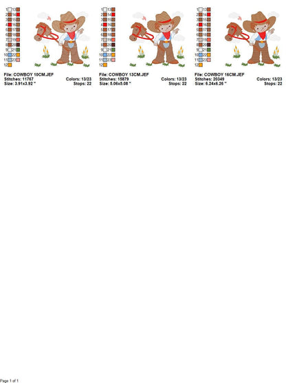 Cowboy embroidery design - Baby boy embroidery designs machine embroidery pattern - Kid embroidery file Cowboy with Horse instant download