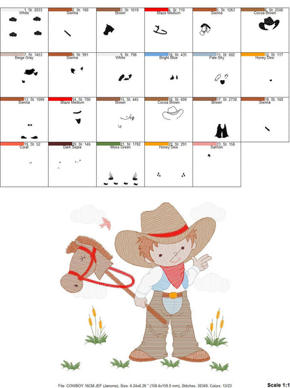 Cowboy embroidery design - Baby boy embroidery designs machine embroidery pattern - Kid embroidery file Cowboy with Horse instant download