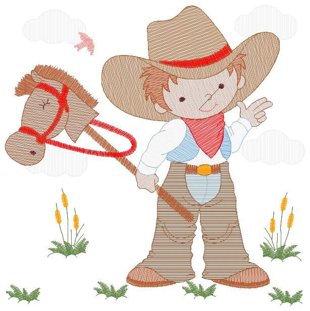 Cowboy embroidery design - Baby boy embroidery designs machine embroidery pattern - Kid embroidery file Cowboy with Horse instant download
