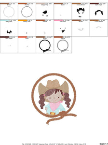 Cowgirl embroidery designs - Baby girl embroidery design machine embroidery pattern - Wrangler embroidery file - Cowgirl Frame embroidery