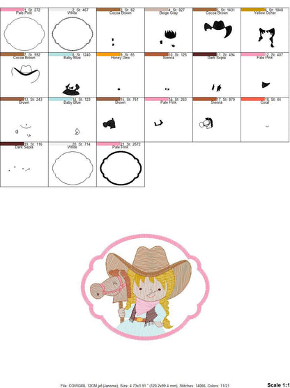Cowboy embroidery design - Cowgirl embroidery designs machine embroidery pattern - wrangler embroidery file - Farm horse rancher buckaroo Marcia Embroidery