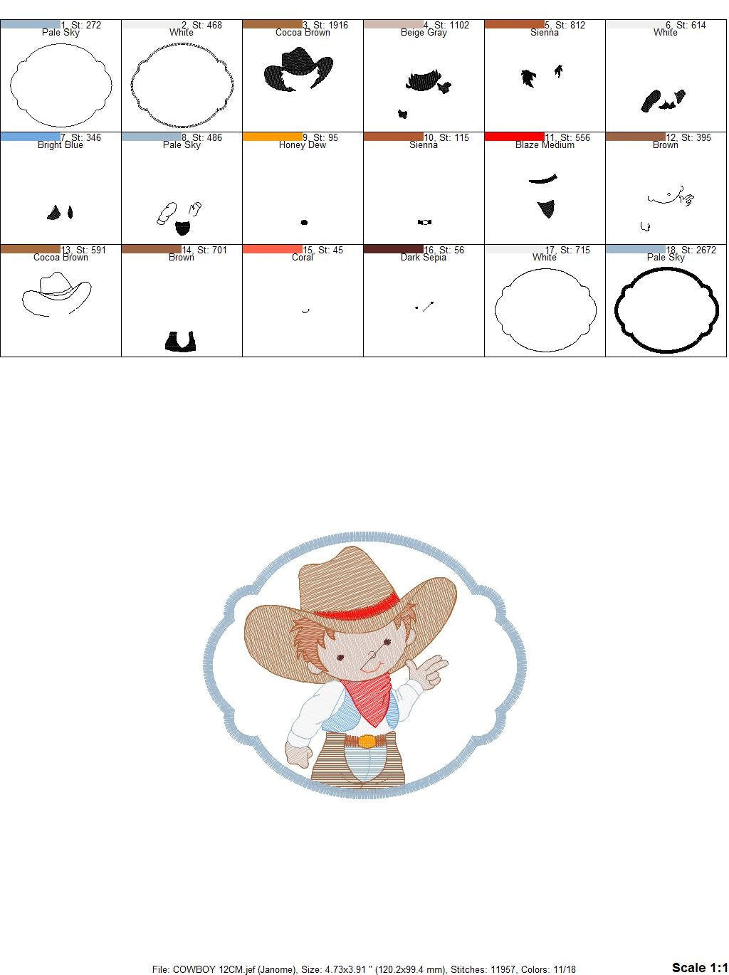 Cowboy embroidery design - Cowgirl embroidery designs machine embroidery pattern - wrangler embroidery file - Farm horse rancher buckaroo Marcia Embroidery