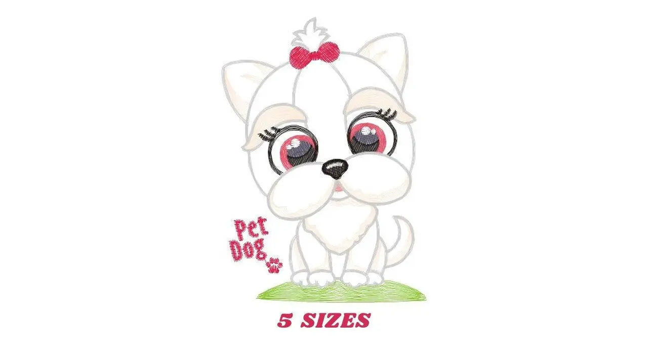 Dog embroidery designs - Lhasa embroidery design machine embroidery pattern - Maltese embroidery file - Shih tzu embroidery download pes jef Marcia Embroidery