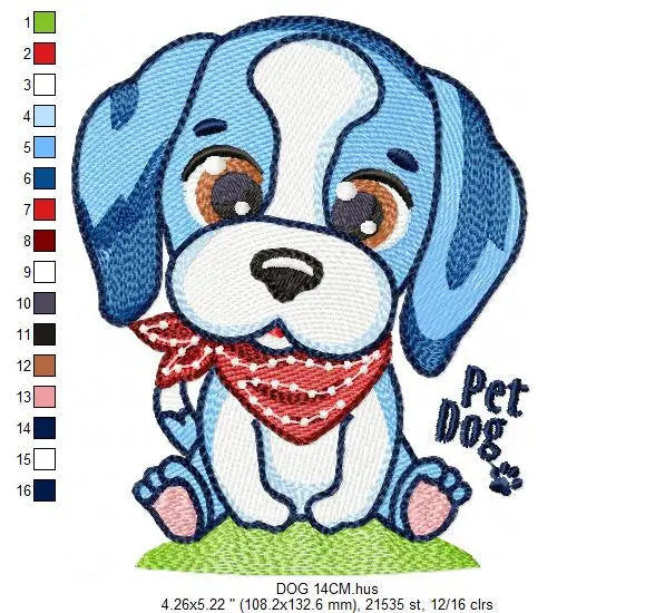 Dogs embroidery designs - Dog with bandana machine embroidery pattern - Pet Puppy Beagle file - Instant digital download pes jef hus vp3 xxx Marcia Embroidery