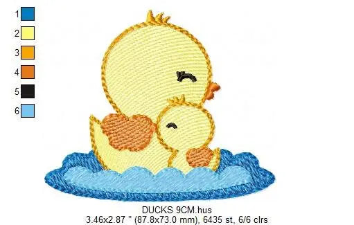 Duck embroidery design - Baby boy duck with mama machine embroidery pattern - Swimming duck file - Instant digital download pes jef dst hus Marcia Embroidery