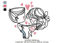 Laden Sie das Bild in den Galerie-Viewer, Love embroidery designs - Valentines embroidery design machine embroidery pattern - Couple embroidery - romantic design girlfriend boyfriend
