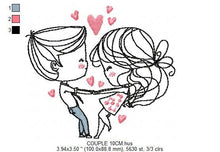 Laden Sie das Bild in den Galerie-Viewer, Love embroidery designs - Valentines embroidery design machine embroidery pattern - Couple embroidery - romantic design girlfriend boyfriend
