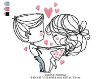 Laden Sie das Bild in den Galerie-Viewer, Love embroidery designs - Valentines embroidery design machine embroidery pattern - Couple embroidery - romantic design girlfriend boyfriend
