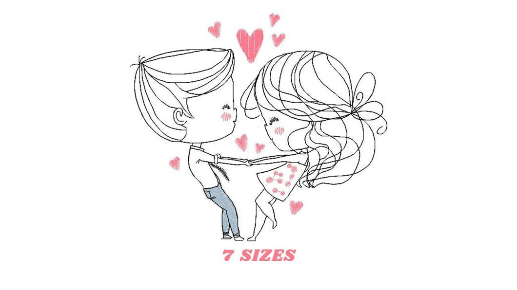 Love embroidery designs - Valentines embroidery design machine embroidery pattern - Couple embroidery - romantic design girlfriend boyfriend