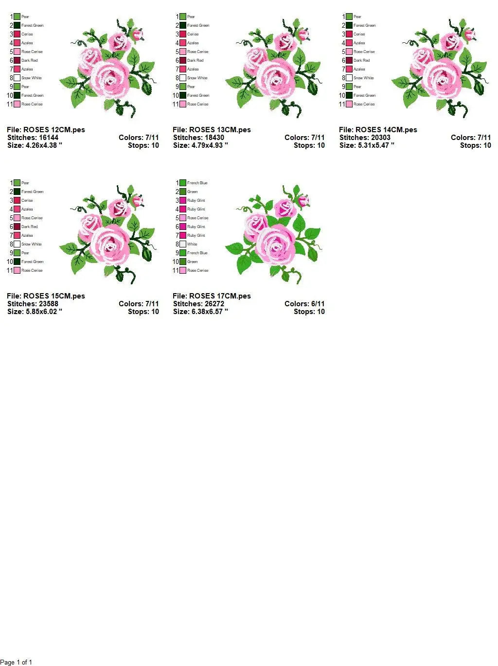 Roses embroidery designs - Flower embroidery design machine embroidery pattern - Rose embroidery file - Flowers for towels embroidery pes Marcia Embroidery