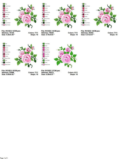 Roses embroidery designs - Flower embroidery design machine embroidery pattern - Rose embroidery file - Flowers for towels embroidery pes Marcia Embroidery