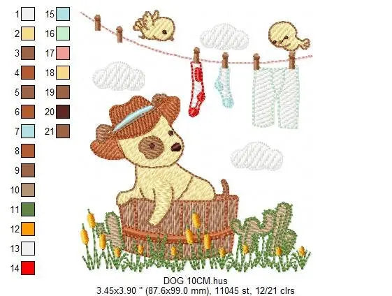 Cowboy Dog embroidery designs - Ranch Dogs machine embroidery pattern - Puppy Baby Boy and girl file -  Instant digital download pes jef dst Marcia Embroidery