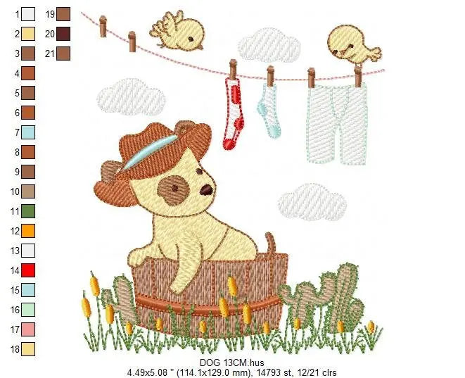 Cowboy Dog embroidery designs - Ranch Dogs machine embroidery pattern - Puppy Baby Boy and girl file -  Instant digital download pes jef dst Marcia Embroidery