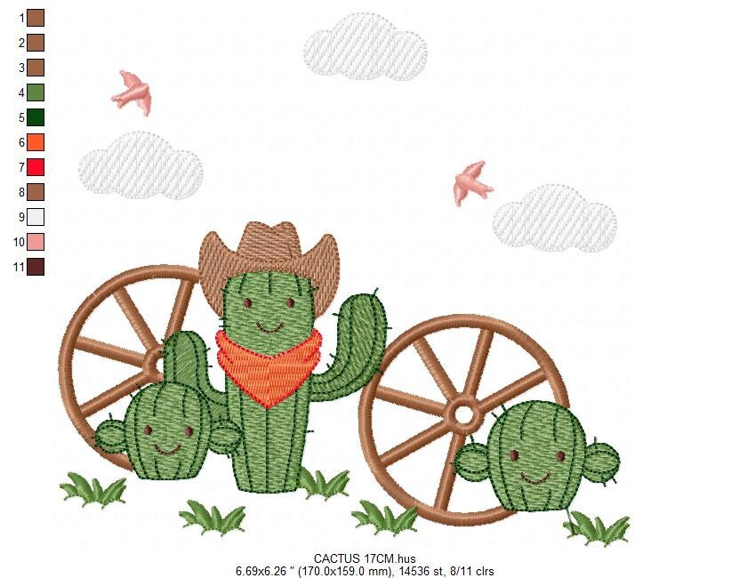 Cactus embroidery designs - Ranch embroidery design machine embroidery pattern - Mexican cactus design - Cowboy ranch embroidery file desert Marcia Embroidery