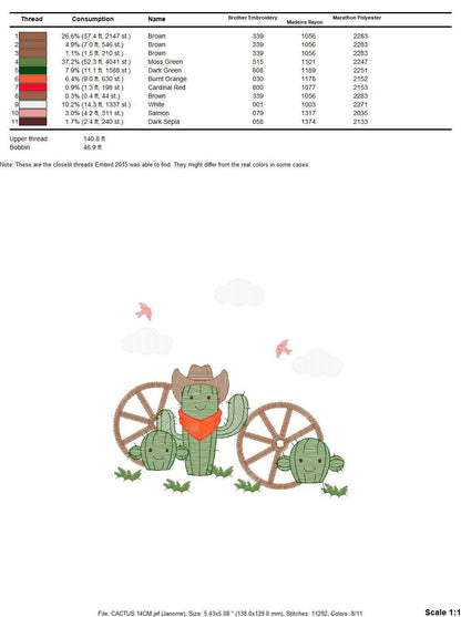 Cactus embroidery designs - Ranch embroidery design machine embroidery pattern - Mexican cactus design - Cowboy ranch embroidery file desert Marcia Embroidery