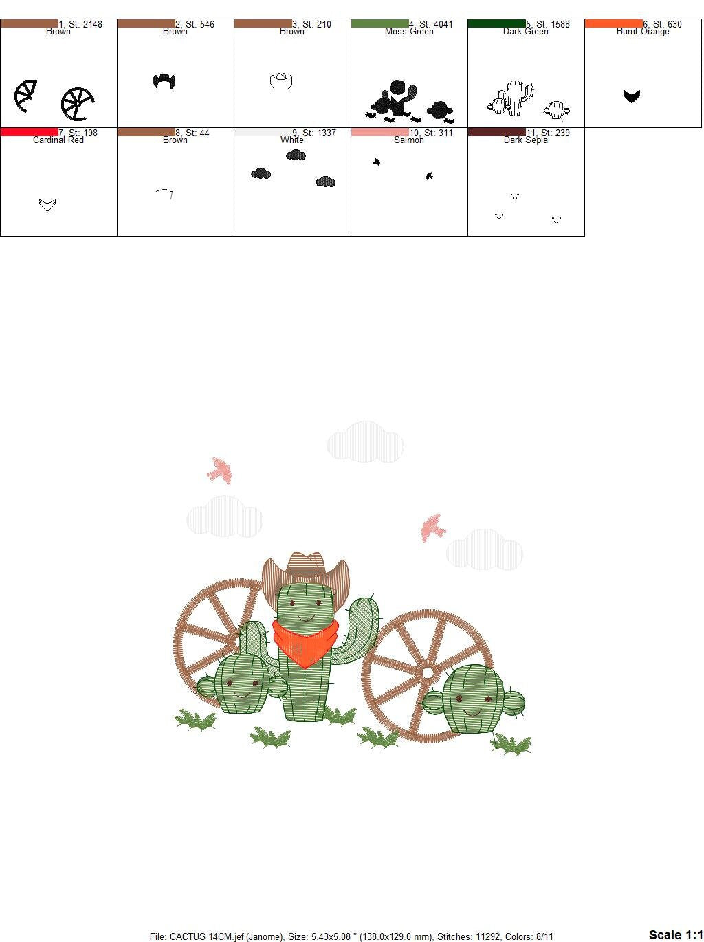 Cactus embroidery designs - Ranch embroidery design machine embroidery pattern - Mexican cactus design - Cowboy ranch embroidery file desert Marcia Embroidery