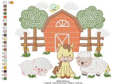 Barn animals embroidery design - Farm fence embroidery designs machine embroidery pattern - Horse pig sheep embroidery file - Boy embroidery Marcia Embroidery