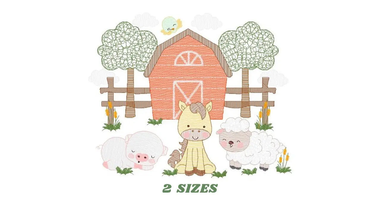 Barn animals embroidery design - Farm fence embroidery designs machine embroidery pattern - Horse pig sheep embroidery file - Boy embroidery Marcia Embroidery