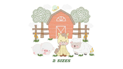 Barn animals embroidery design - Farm fence embroidery designs machine embroidery pattern - Horse pig sheep embroidery file - Boy embroidery Marcia Embroidery