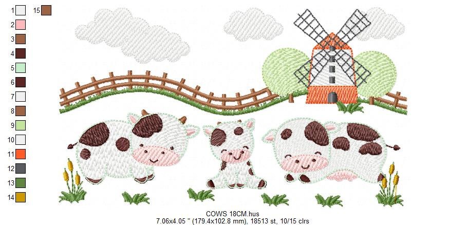 Cows ranch embroidery design - Farm fence embroidery designs machine embroidery pattern - Farm embroidery file - Boy embroidery download jef - Marcia Embroidery