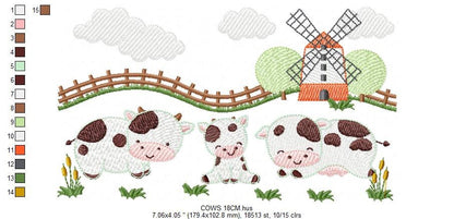 Cows ranch embroidery design - Farm fence embroidery designs machine embroidery pattern - Farm embroidery file - Boy embroidery download jef - Marcia Embroidery