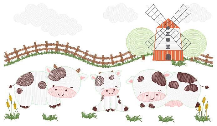 Cows ranch embroidery design - Farm fence embroidery designs machine embroidery pattern - Farm embroidery file - Boy embroidery download jef - Marcia Embroidery