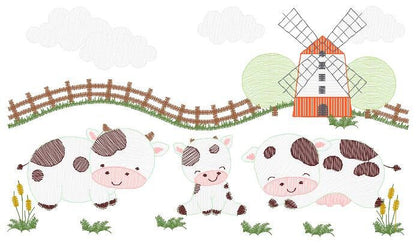 Cows ranch embroidery design - Farm fence embroidery designs machine embroidery pattern - Farm embroidery file - Boy embroidery download jef - Marcia Embroidery