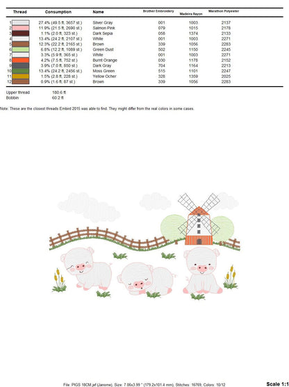 Pig embroidery design - Animal ranch embroidery designs machine embroidery pattern - Hog Farm embroidery file - instant digital download pes - Marcia Embroidery