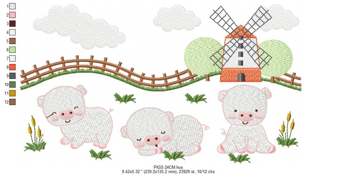 Pig embroidery design - Animal ranch embroidery designs machine embroidery pattern - Hog Farm embroidery file - instant digital download pes - Marcia Embroidery