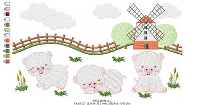 Pig embroidery design - Animal ranch embroidery designs machine embroidery pattern - Hog Farm embroidery file - instant digital download pes - Marcia Embroidery