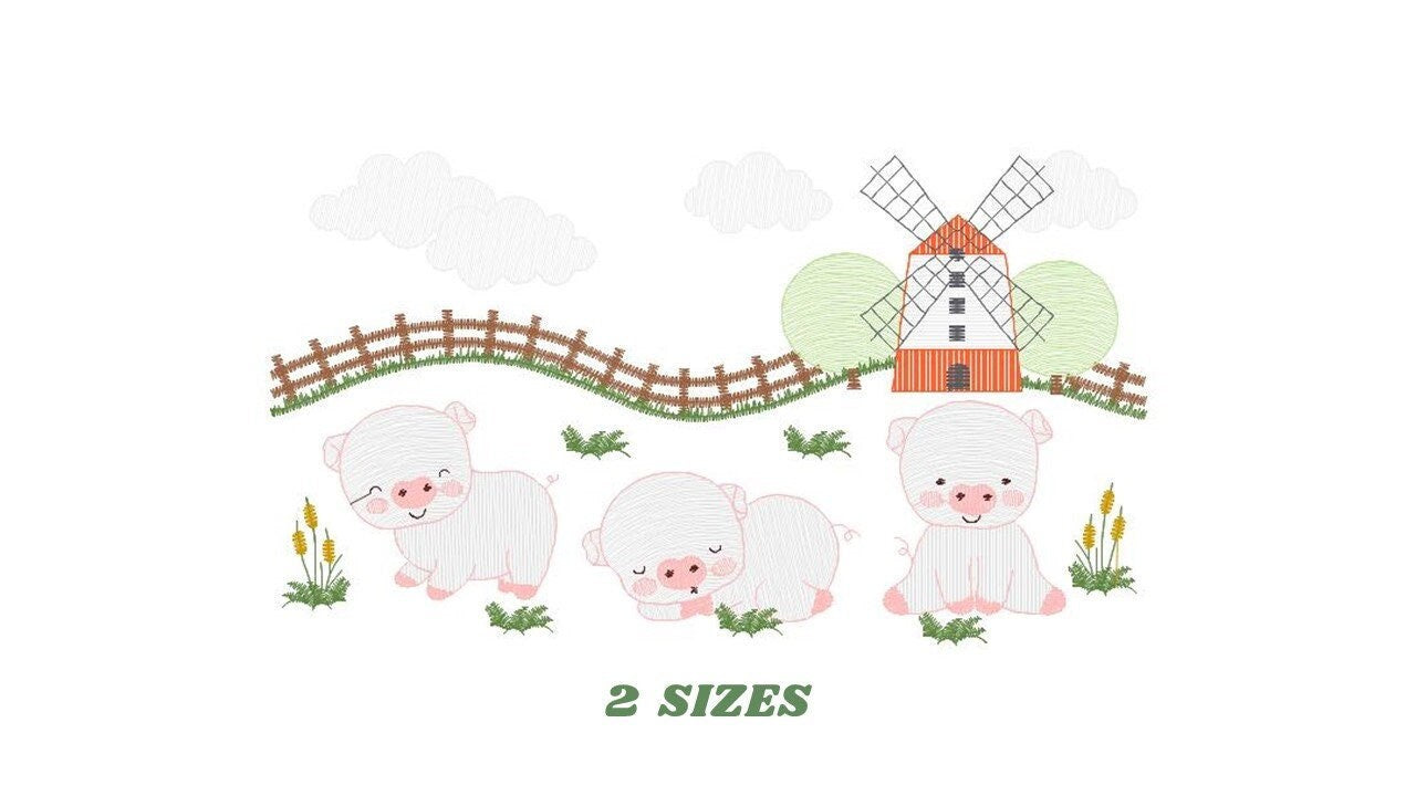 Pig embroidery design - Animal ranch embroidery designs machine embroidery pattern - Hog Farm embroidery file - instant digital download pes - Marcia Embroidery