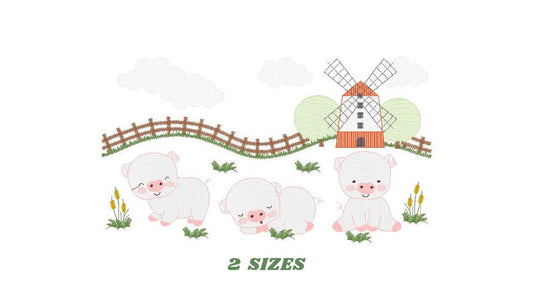 Pig embroidery design - Animal ranch embroidery designs machine embroidery pattern - Hog Farm embroidery file - instant digital download pes