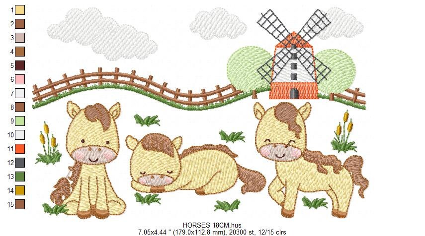 Horse embroidery design - Animal ranch embroidery designs machine embroidery pattern - Farm embroidery file - instant download pes jef hus