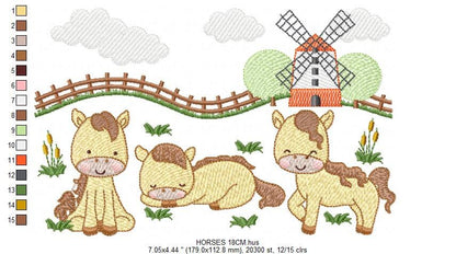 Horse embroidery design - Animal ranch embroidery designs machine embroidery pattern - Farm embroidery file - instant download pes jef hus
