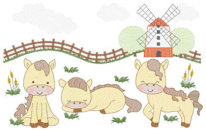 Horse embroidery design - Animal ranch embroidery designs machine embroidery pattern - Farm embroidery file - instant download pes jef hus