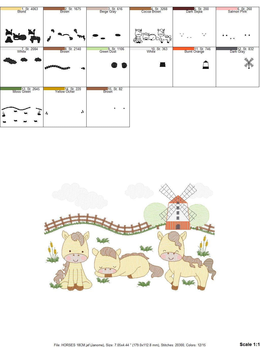 Horse embroidery design - Animal ranch embroidery designs machine embroidery pattern - Farm embroidery file - instant download pes jef hus