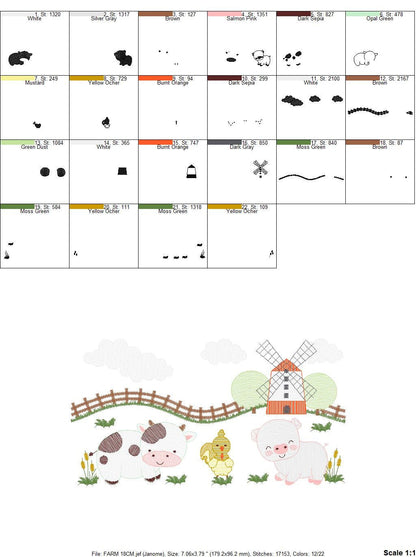 Farm animals embroidery design - Cow embroidery designs machine embroidery pattern - Farm embroidery file - Pig and chicken embroidery pes