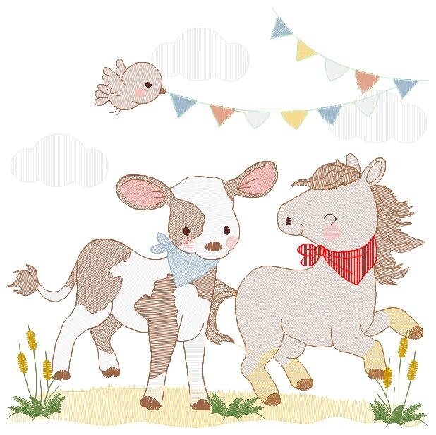 Ranch animals embroidery design - Cow embroidery designs machine embroidery pattern - Farm embroidery file - Horse embroidery download pes