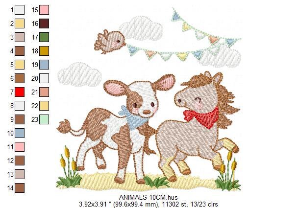 Ranch animals embroidery design - Cow embroidery designs machine embroidery pattern - Farm embroidery file - Horse embroidery download pes