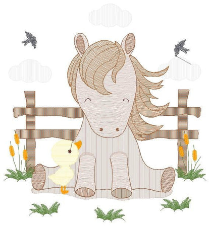 Horse embroidery design - Ranch Pony embroidery designs machine embroidery pattern - Mustang embroidery file - instant download Cowboy Farm