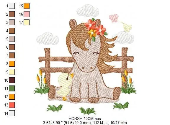Horse embroidery design - Ranch Pony embroidery designs machine embroidery pattern - Baby girl embroidery file - instant download mare pes Marcia Embroidery