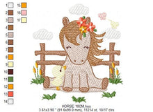 Charger l&#39;image dans la galerie, Horse embroidery design - Ranch Pony embroidery designs machine embroidery pattern - Baby girl embroidery file - instant download mare pes
